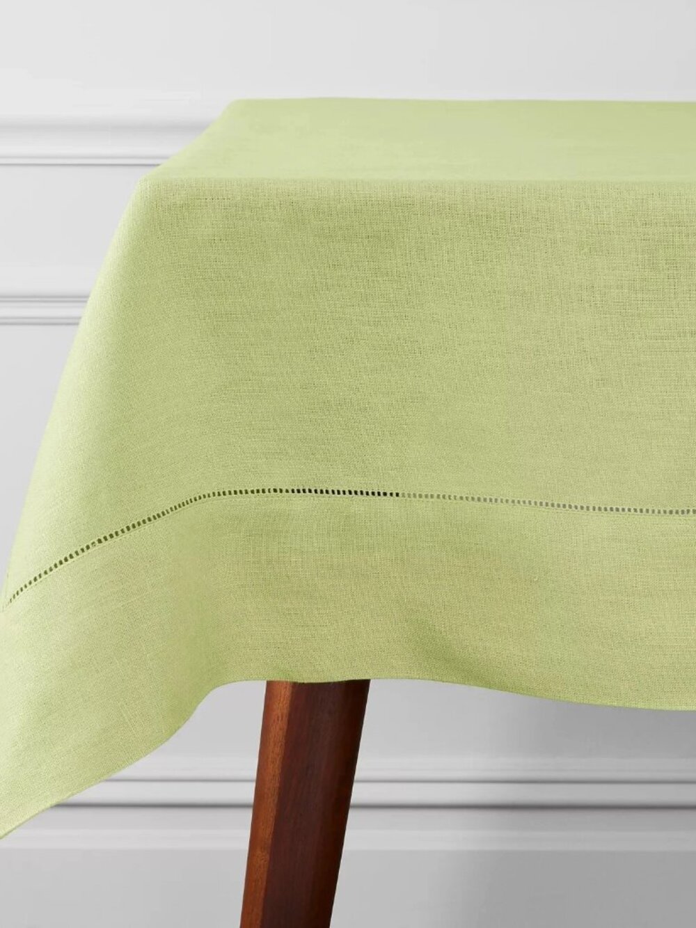 Sferra Festival Rectangle Tablecloth 66x140 Kiwi Linen Hemstitch